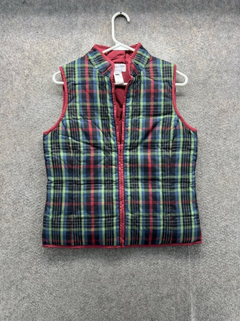 Pendleton Vest Women Small Multicolor Plaid Quilted Full Zip Down Insulated